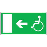 15.0025 Tabuľka úniková cesta pre vozíčkárov vľavo - hlinik 30x15 cm