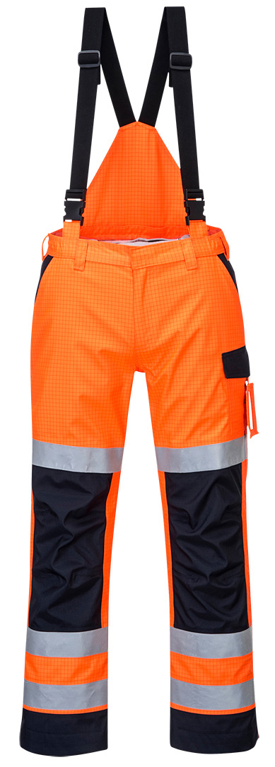 Portwest MV71 MODAFLAME RAIN MULTI-NORM ARC Reflexné nohavice S, Fluorescenčno oranžová-Námornícka modrá