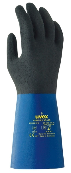 Uvex RUBIFLEX S XG35B Rukavice na ochranu proti chemikáliám Modrá-Čierna, 7