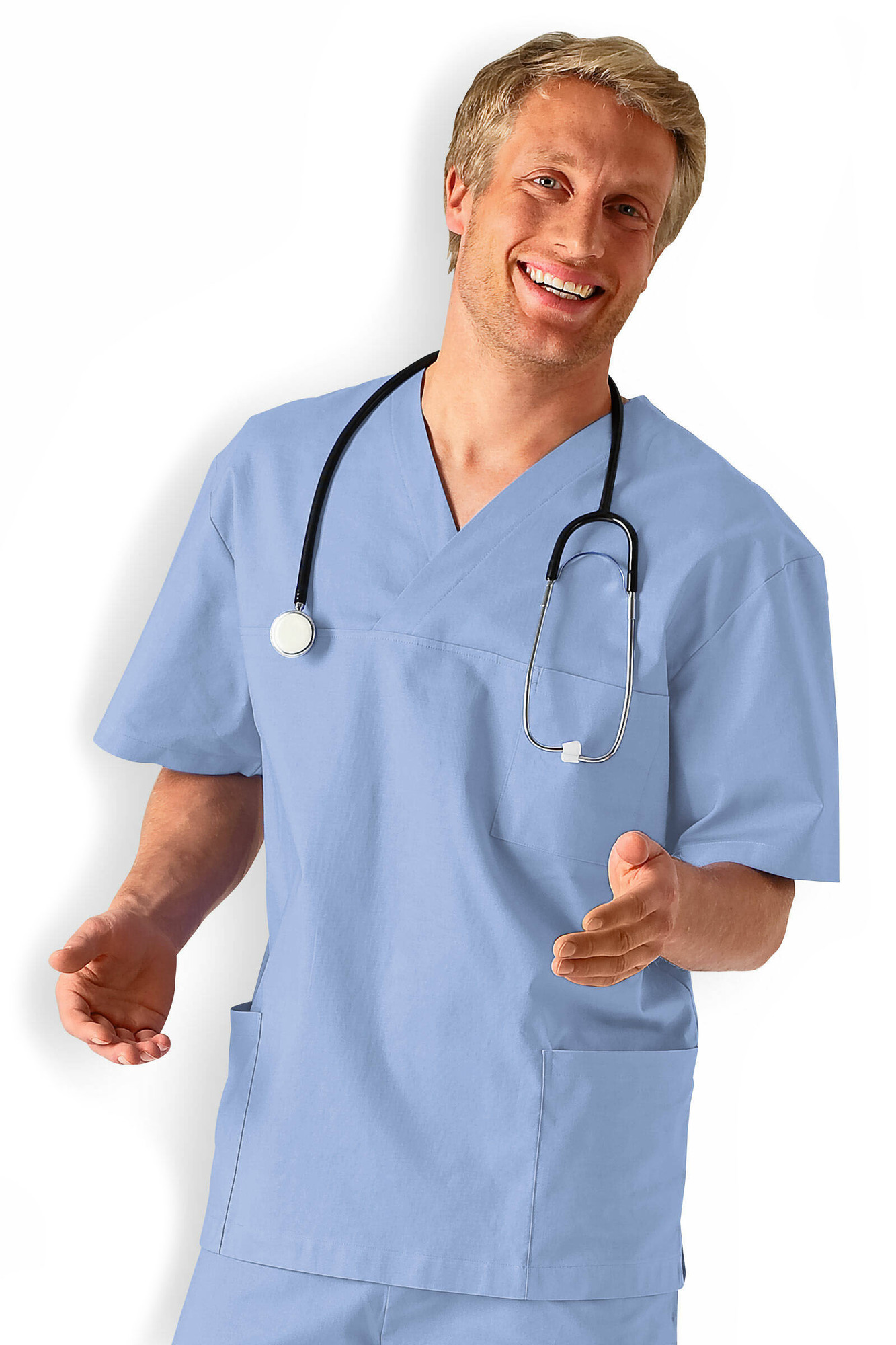 Clinic Dress Blúza unisex 4XL, Svetlomodrá