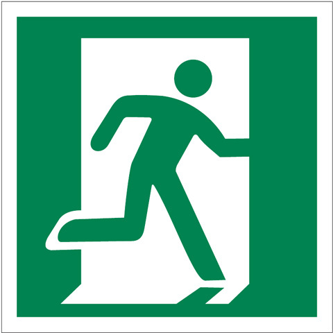 BZ PG916 Značka únikový východ vpravo - plast 15x15 cm Zelená-Biela