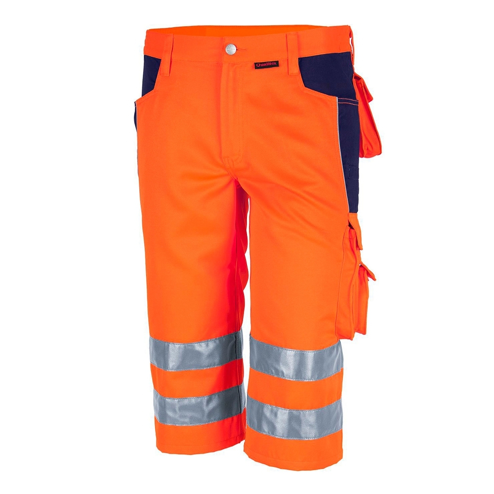 Qualitex 61936TW Reflexné kraťase 42, Reflexná oranžová-Námornícka modrá