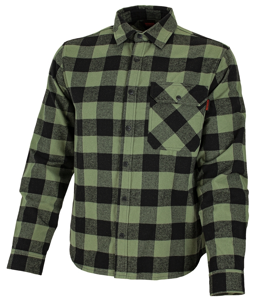 Bennon PIPPO SHIRT KHAKI/BLACK Flanelová košeľa S, Zelená-Čierna