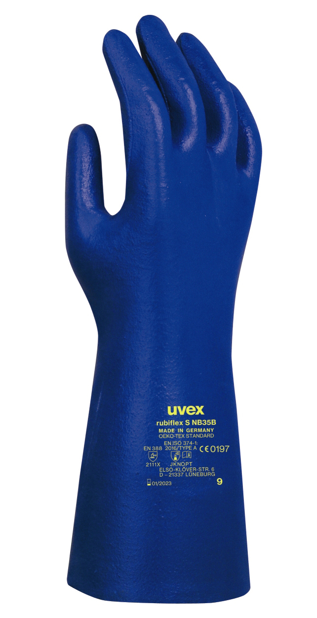 Uvex RUBIFLEX S NB35B Rukavice na ochranu proti chemikáliám Modrá, 6