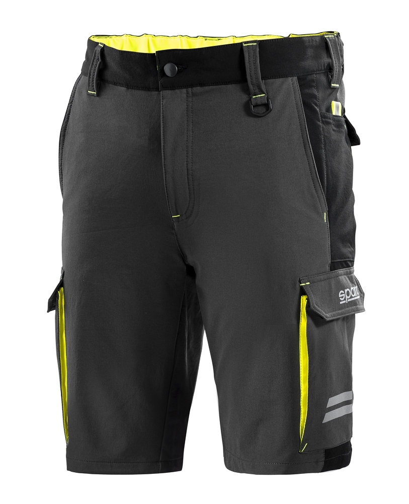Sparco ATLANTA TECH SHORTS Krátke nohavice XS, Sivá-Žltá