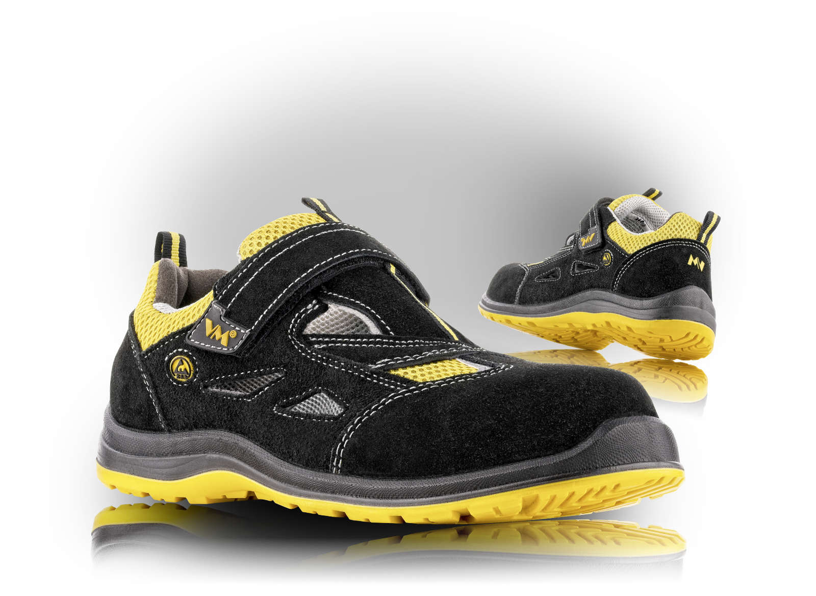 VM Footwear MICHIGAN S1P ESD Bezpečnostné sandále Čierna-Žltá, 36