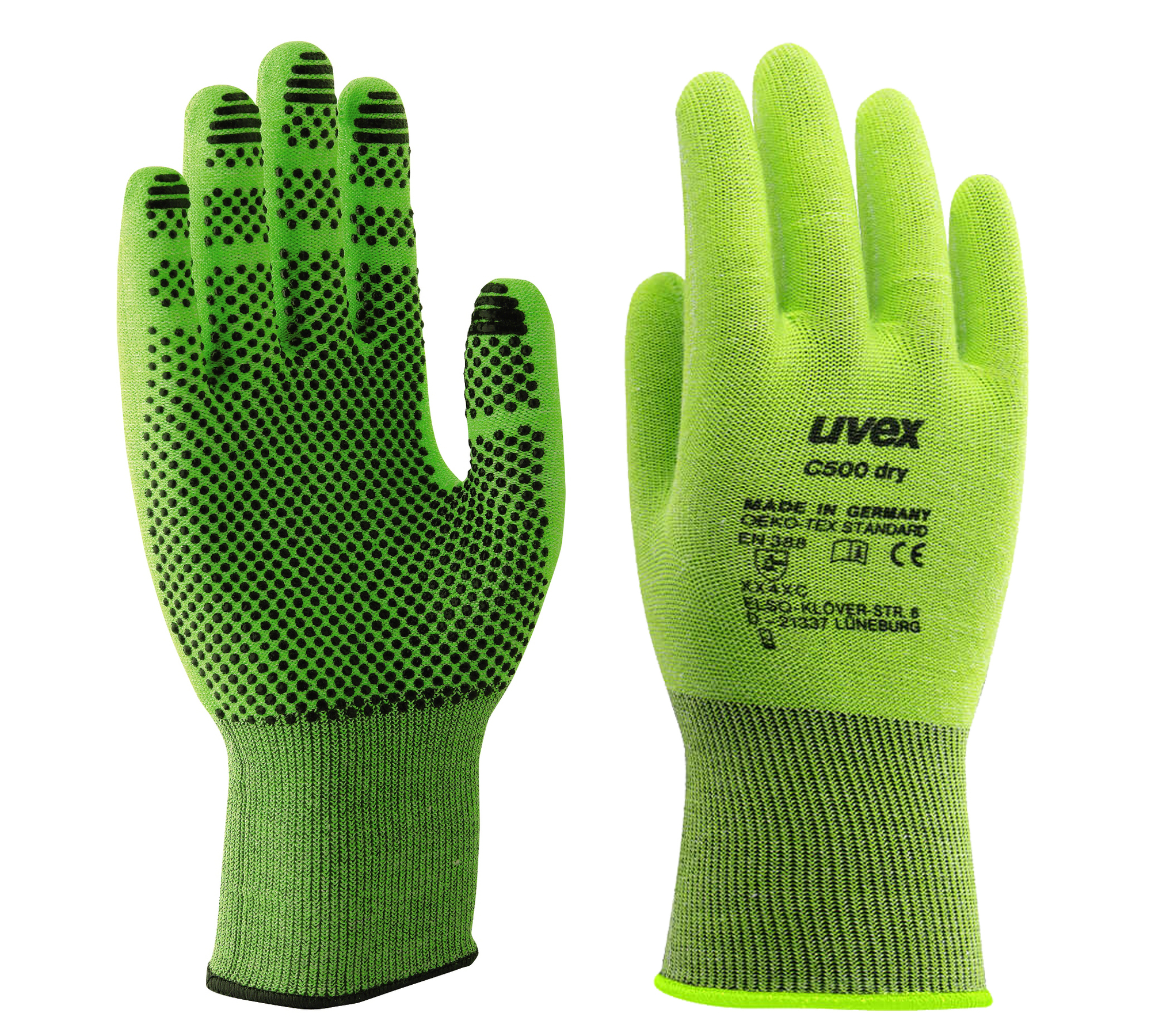 Uvex C500 DRY Protiporezné rukavice 7, Limetková-Antracitová