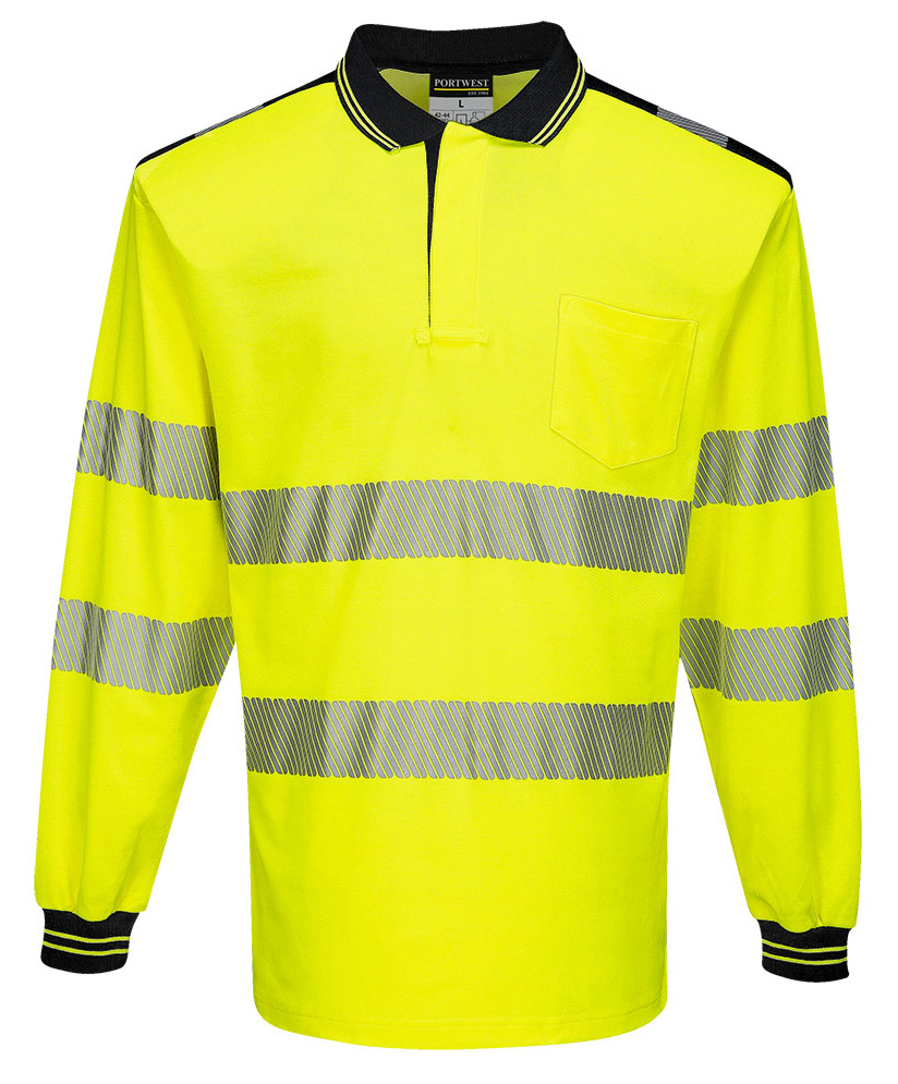Portwest T184 HI-VIS Reflexná polokošeľa PW3 S, Fluorescenčno žltá-Čierna