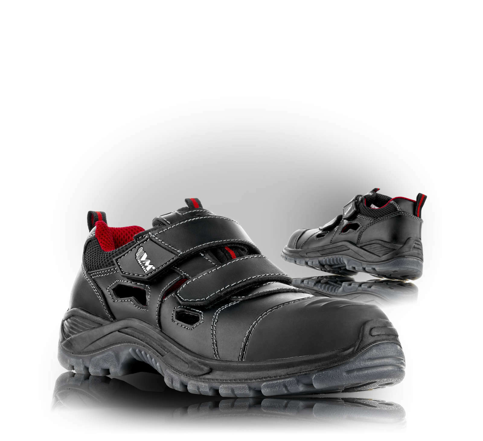 VM Footwear HAAG S1P Bezpečnostné sandále Čierna-Červená, 36