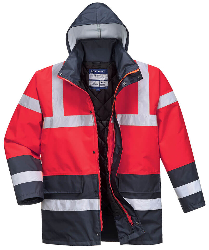 Portwest S466 HI-VIS CONTRAST TRAFFIC Reflexná bunda S, Červená-Námornícka modrá