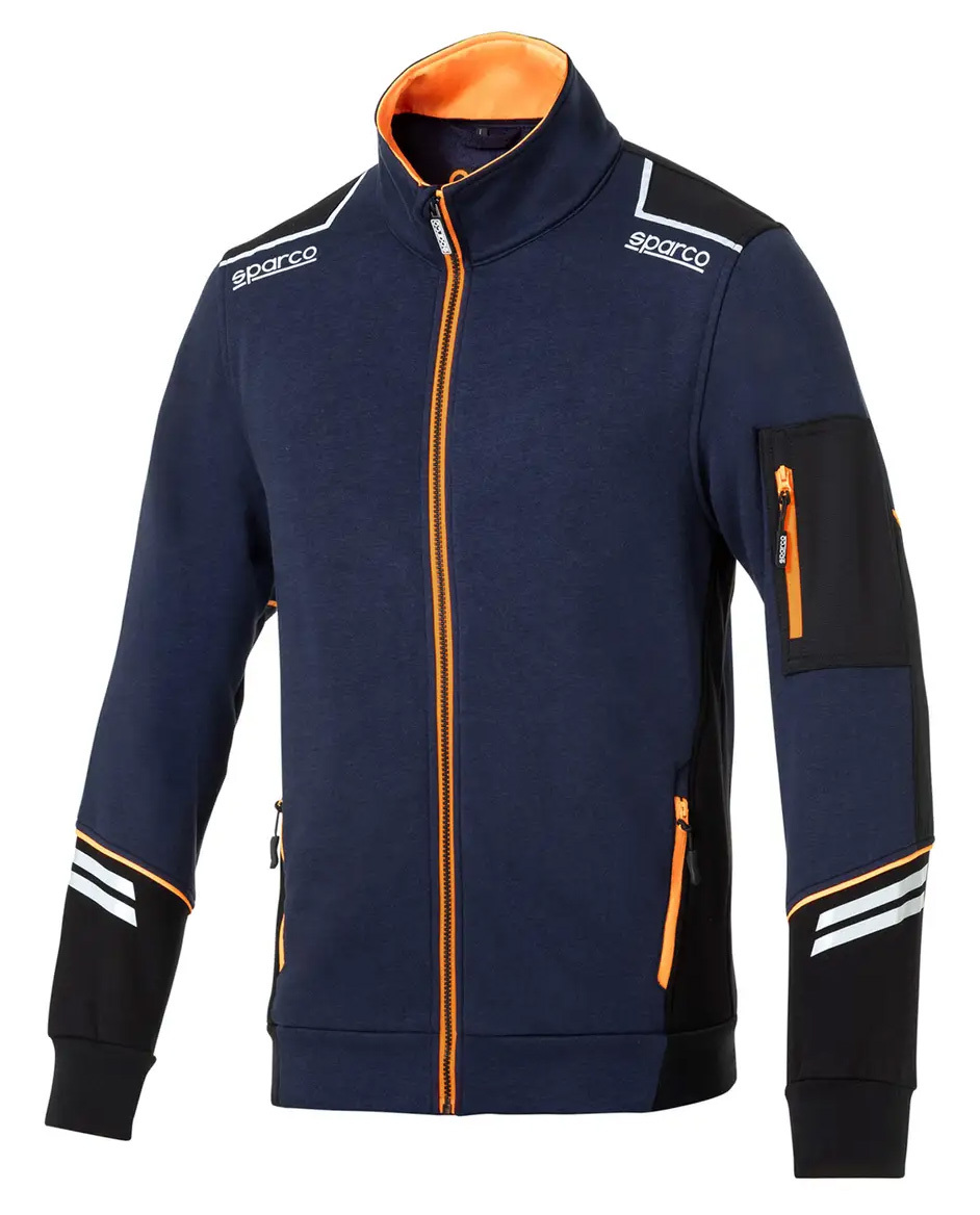 Sparco ALABAMA TECH FULL ZIP Mikina XS, Námornícka modrá-Oranžová