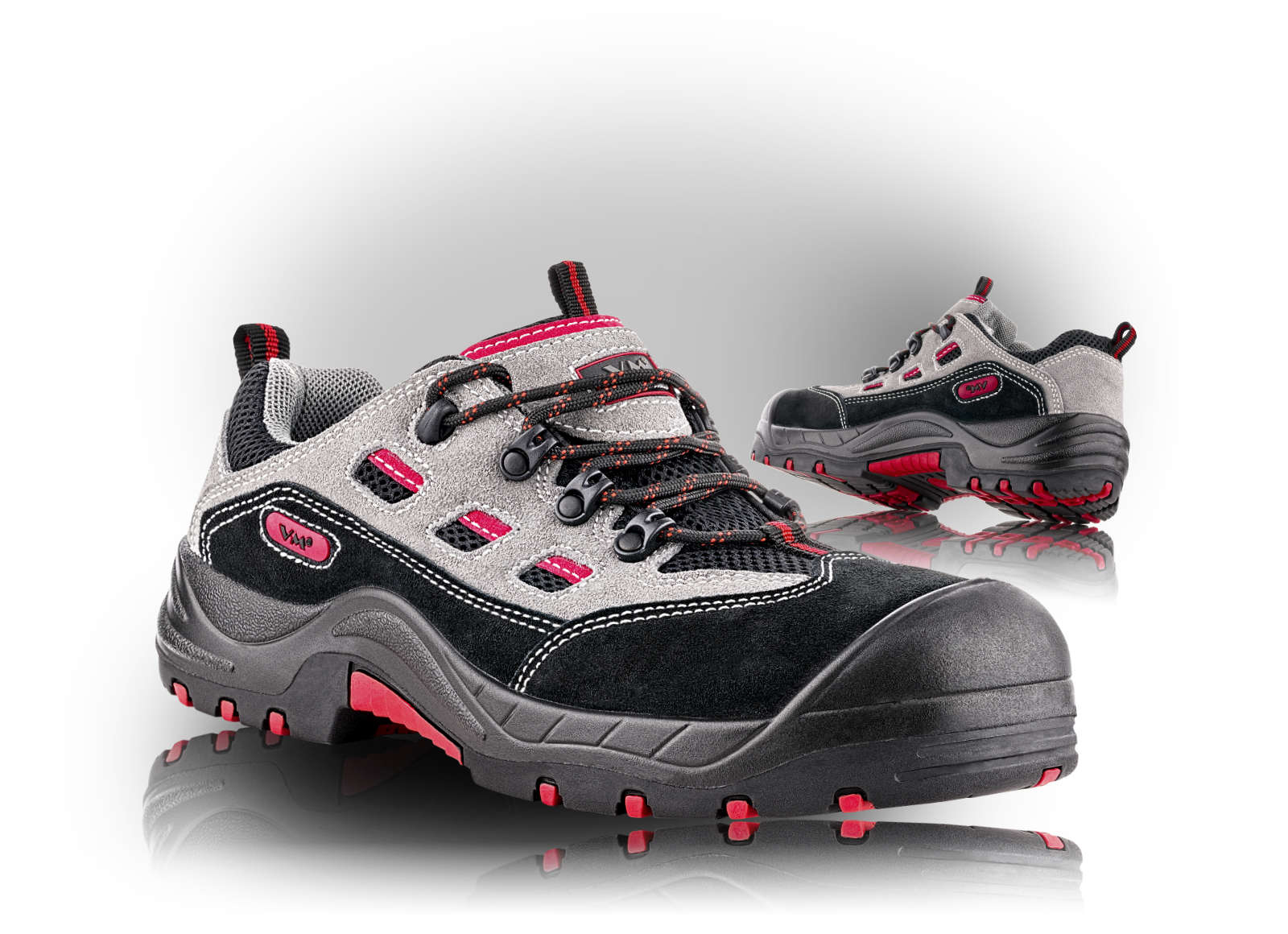 VM Footwear ATLANTA S1P Bezpečnostná obuv Čierna-Červená-Sivá, 36
