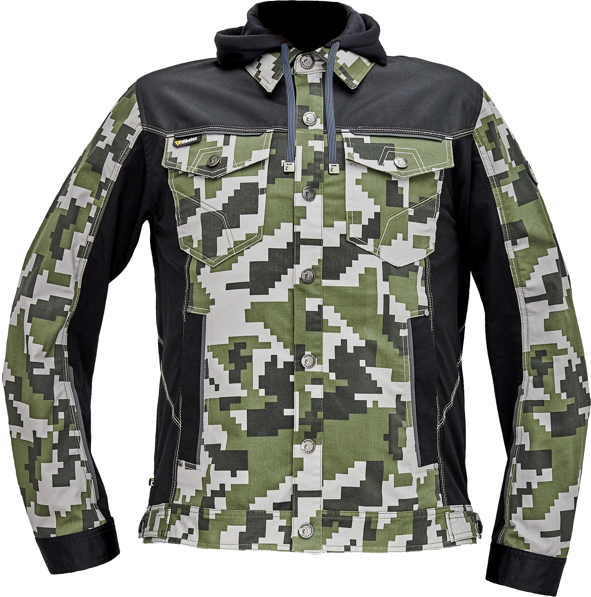 Cerva NEURUM CAMOUFLAGE Pracovná bunda s kapucňou 46, Tmavá olivová-Čierna