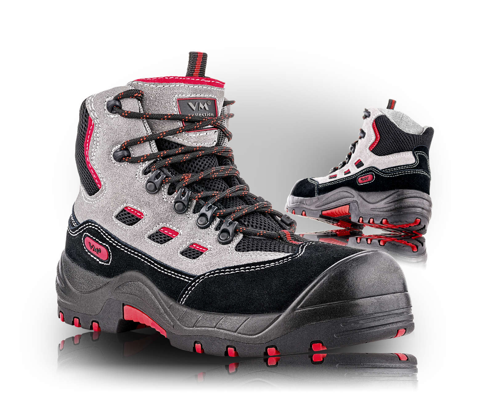 VM Footwear DENVER S1P Bezpečnostná obuv Čierna-Červená-Sivá, 38
