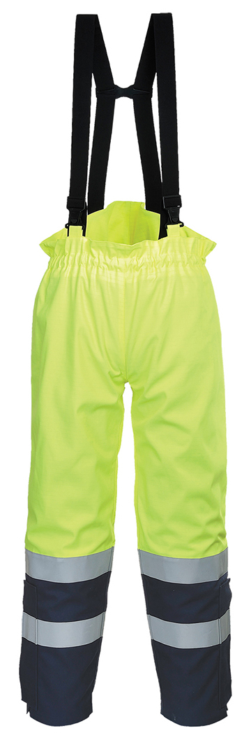 Portwest FR78 BIZFLAME MULTI ARC HI-VIS Nehorľavé nohavice M, Fluorescenčno žltá-Námornícka modrá