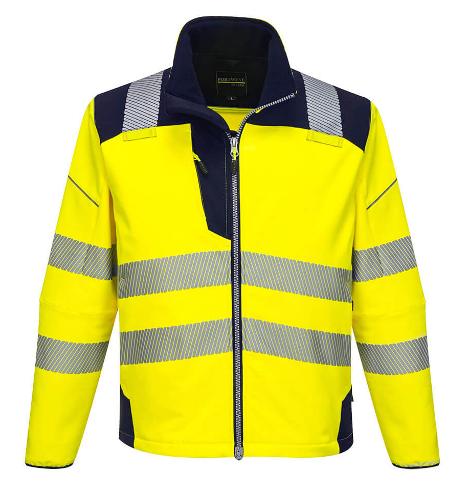 Portwest T402 HI-VIS Softshellová bunda PW3 XS, Fluorescenčno žltá-Námornícka modrá
