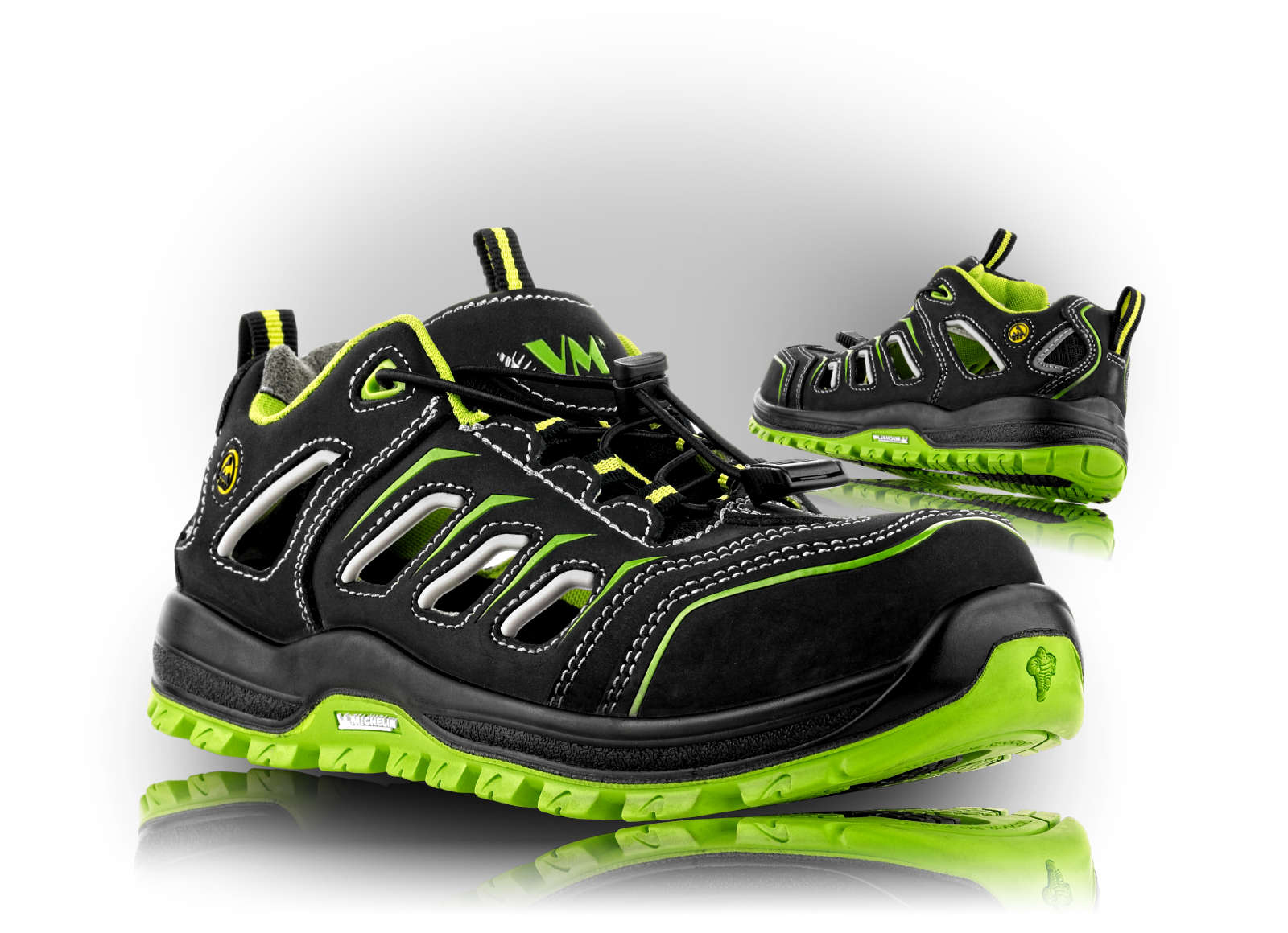 VM Footwear VANCOUVER S1P ESD Bezpečnostná obuv Čierna-Zelená, 36