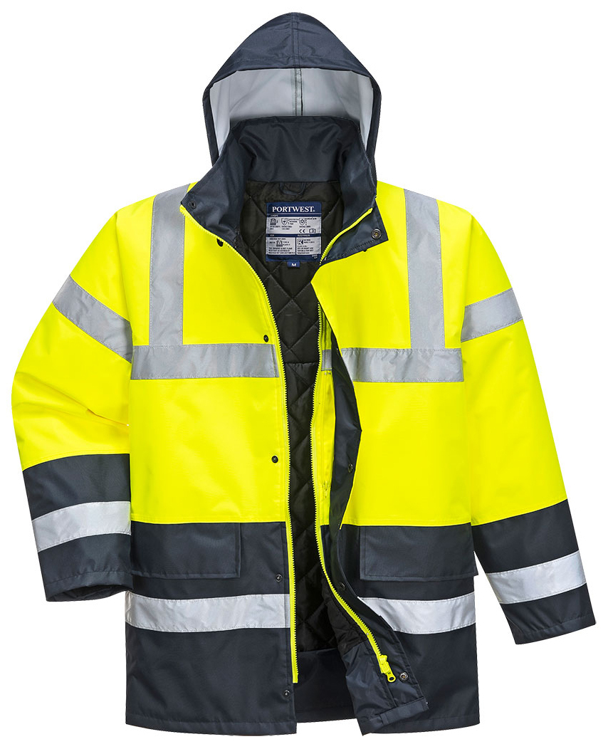 Portwest S466 HI-VIS CONTRAST TRAFFIC Reflexná bunda XS, Fluorescenčno žltá-Námornícka modrá
