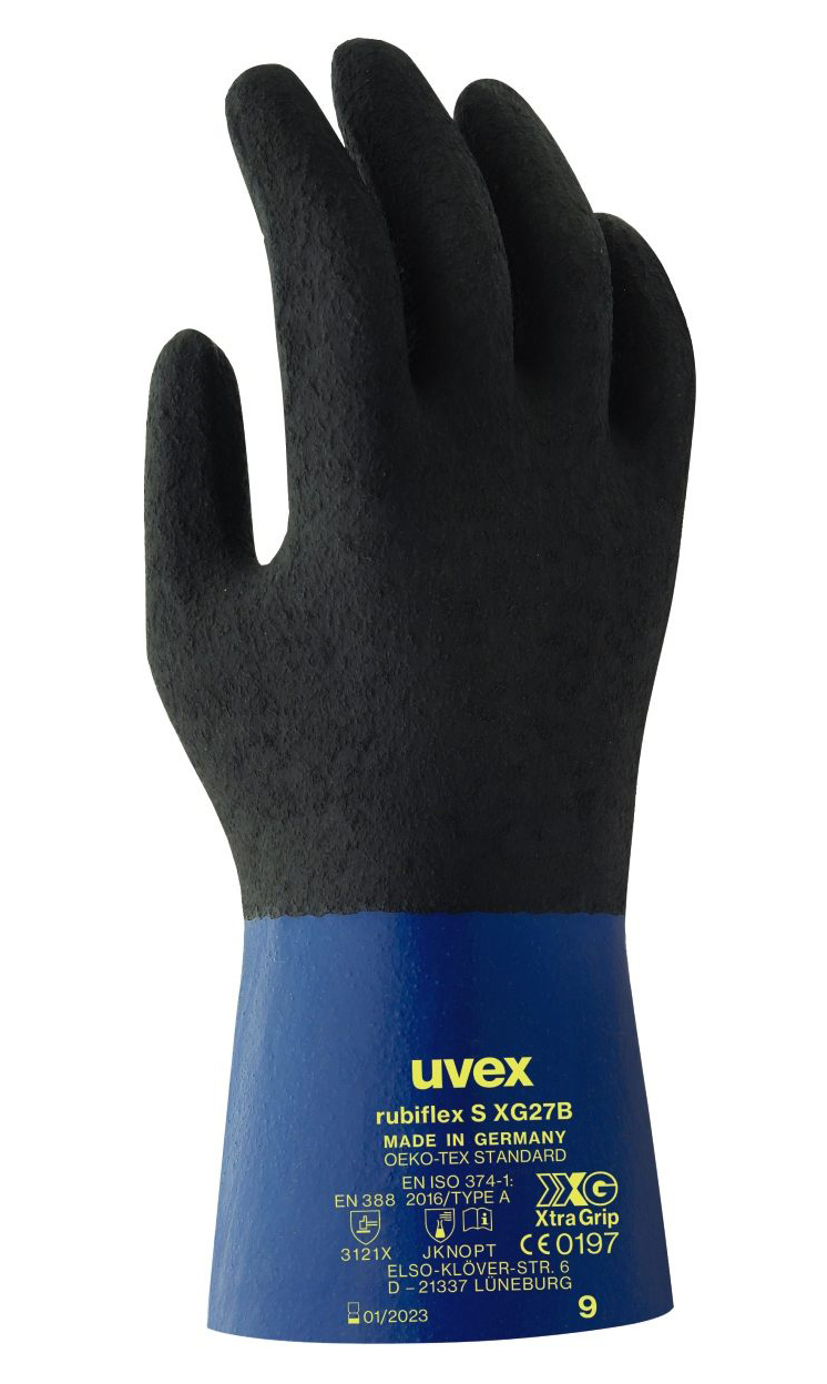 Uvex RUBIFLEX S XG27B Rukavice na ochranu proti chemikáliám Modrá-Čierna, 7