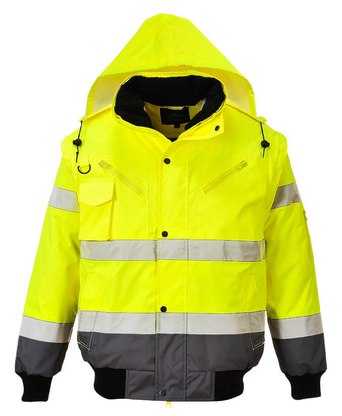 Portwest C465 HI-VIS CONTRAST BOMBER Reflexná bunda S, Fluorescenčno žltá-Sivá