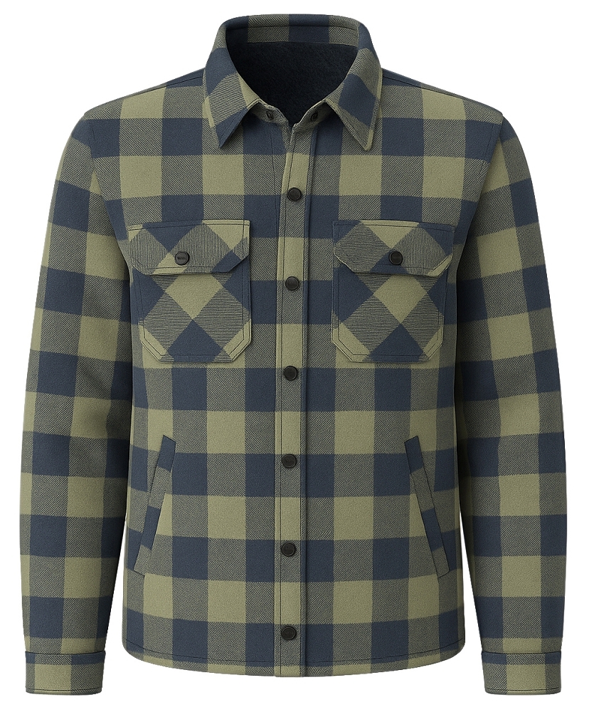Bennon PIPPO JACKET KHAKI/BLUE Flanelová bunda S, Zelená-Modrá