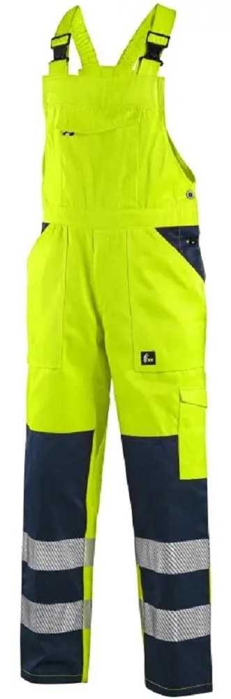 Canis CXS NORWICH Výstražné nohavice s náprsenkou pánske 62, Reflexná žltá-Modrá