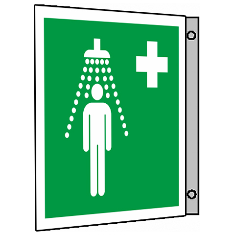BZ PG813 Tabuľka praporková núdzová sprcha - plast 15x15 cm Zelená-Biela