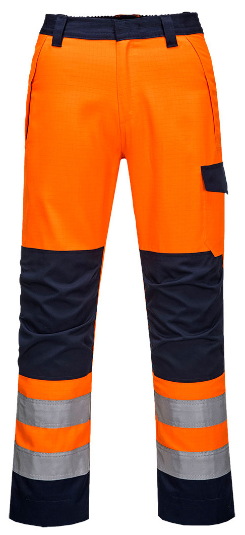 Portwest MV36 MODAFLAME RIS Nehorľavé nohavice S, Fluorescenčno oranžová-Námornícka modrá