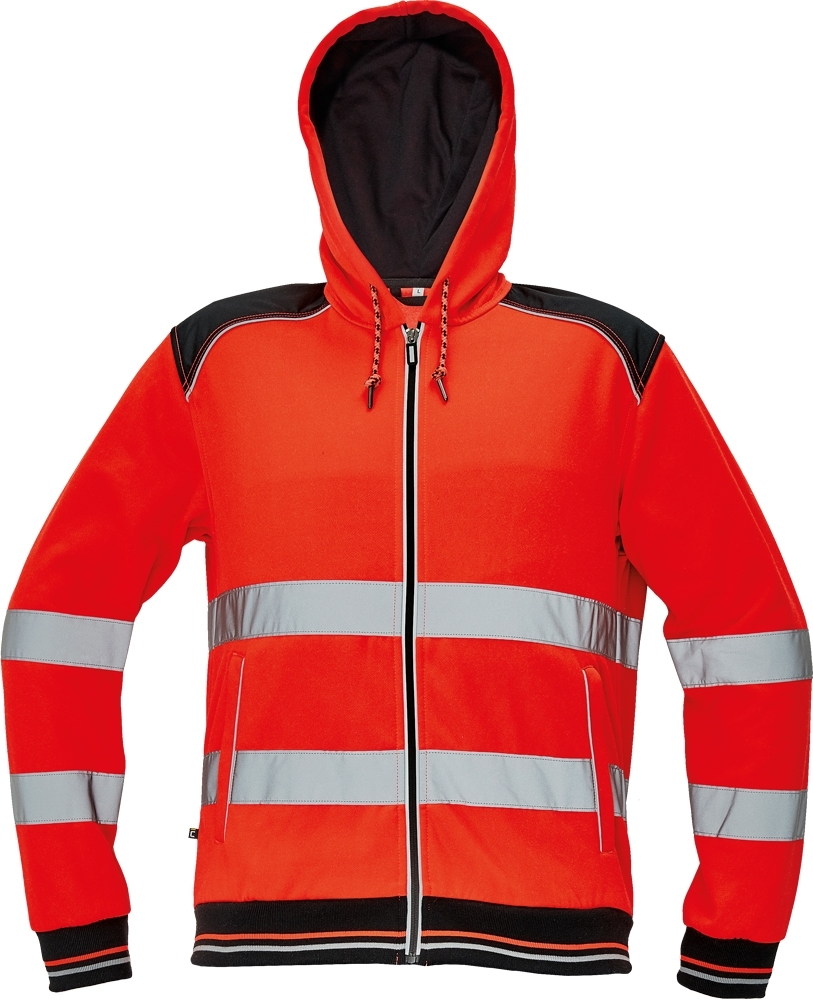 Cerva KNOXFIELD HI-VIS Reflexná mikina s kapucňou XS, Červená
