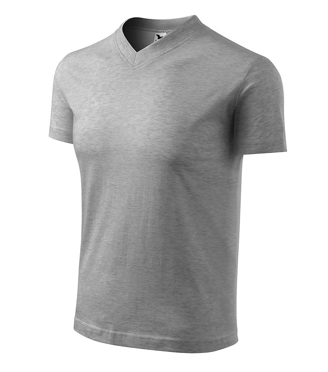 Malfini V-NECK 102 Tričko unisex L, Tmavosivý melír