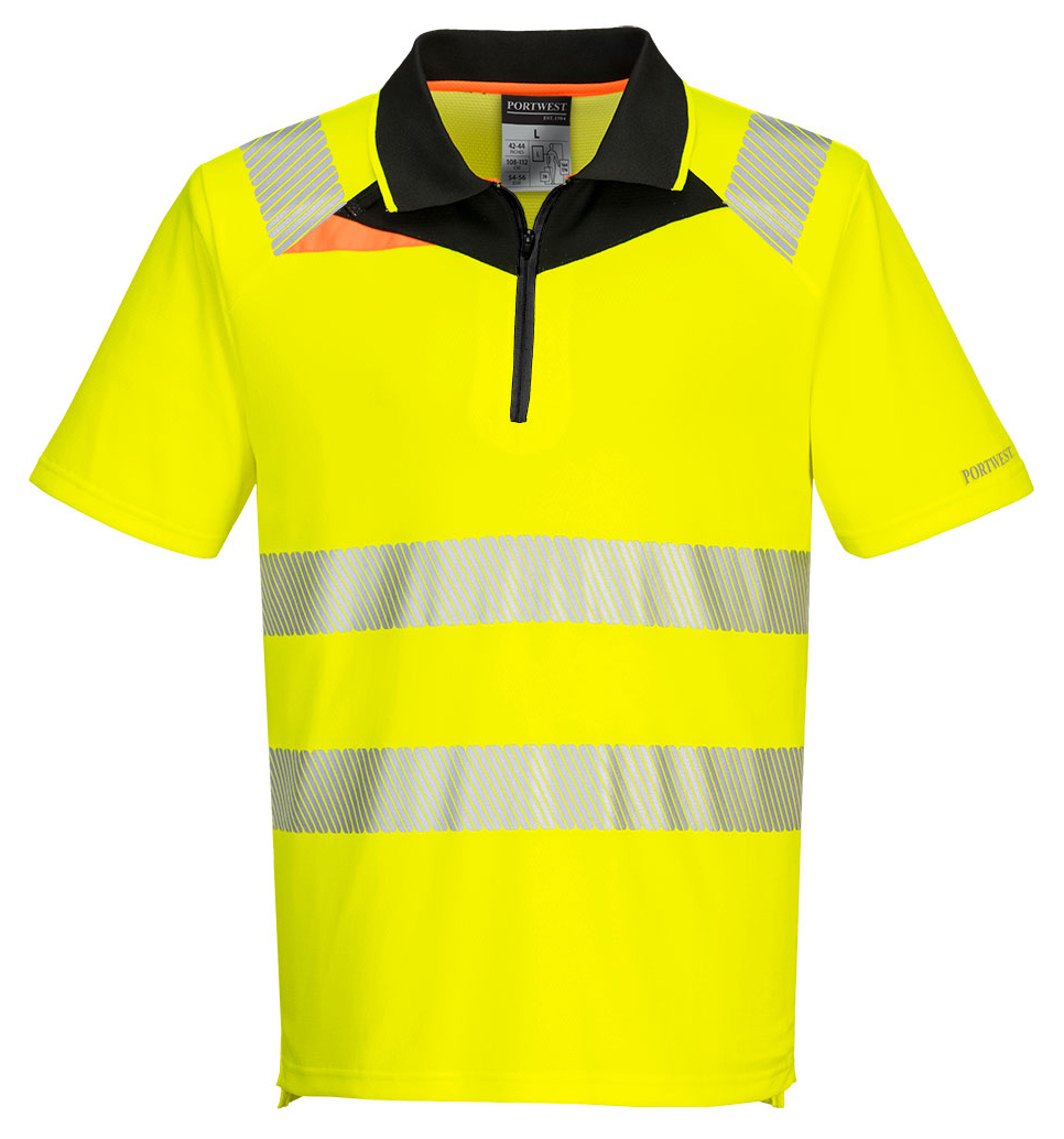 Portwest DX412 HI-VIS Reflexná polokošeľa S, Reflexná žltá-Čierna