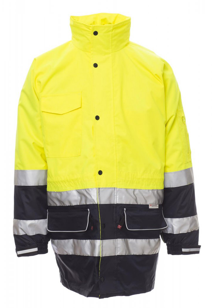Payper SECURITY Reflexná multifunkčná bunda S, Fluorescent yellow-Navy blue