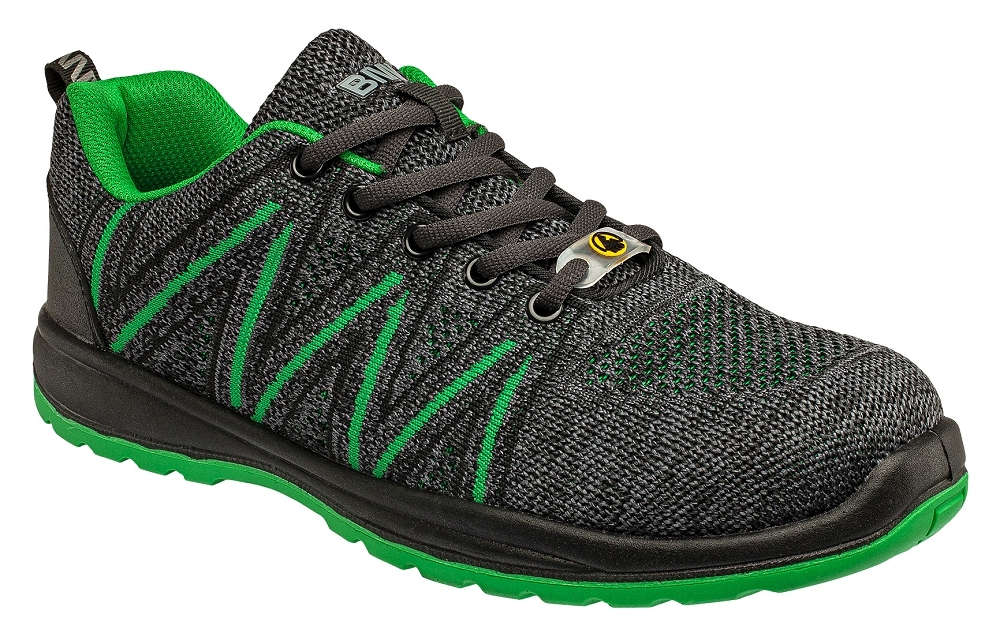 Bennon KNITTER S1 ESD GREEN LOW Bezpečnostná obuv 36, Zelená-Sivá