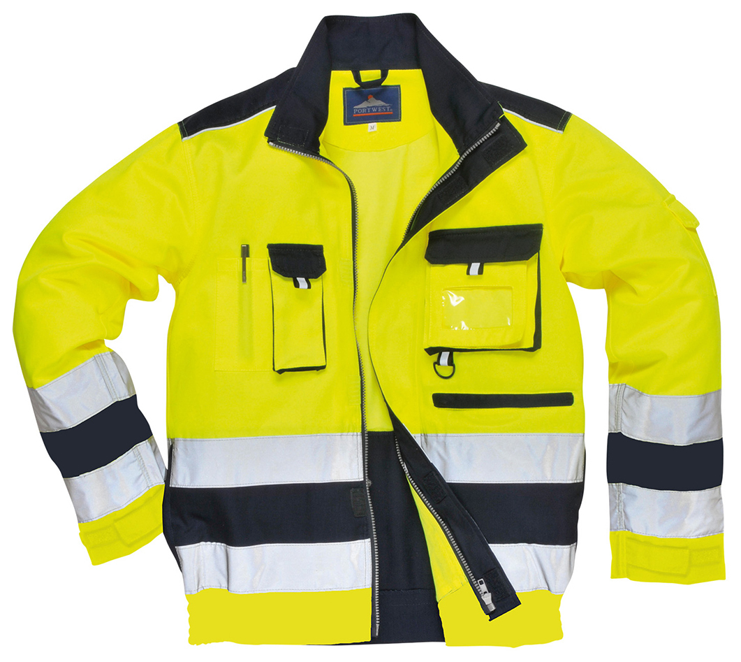 Portwest TX50 LILLE HI-VIS Reflexná bunda S, Fluorescenčno žltá-Námornícka modrá