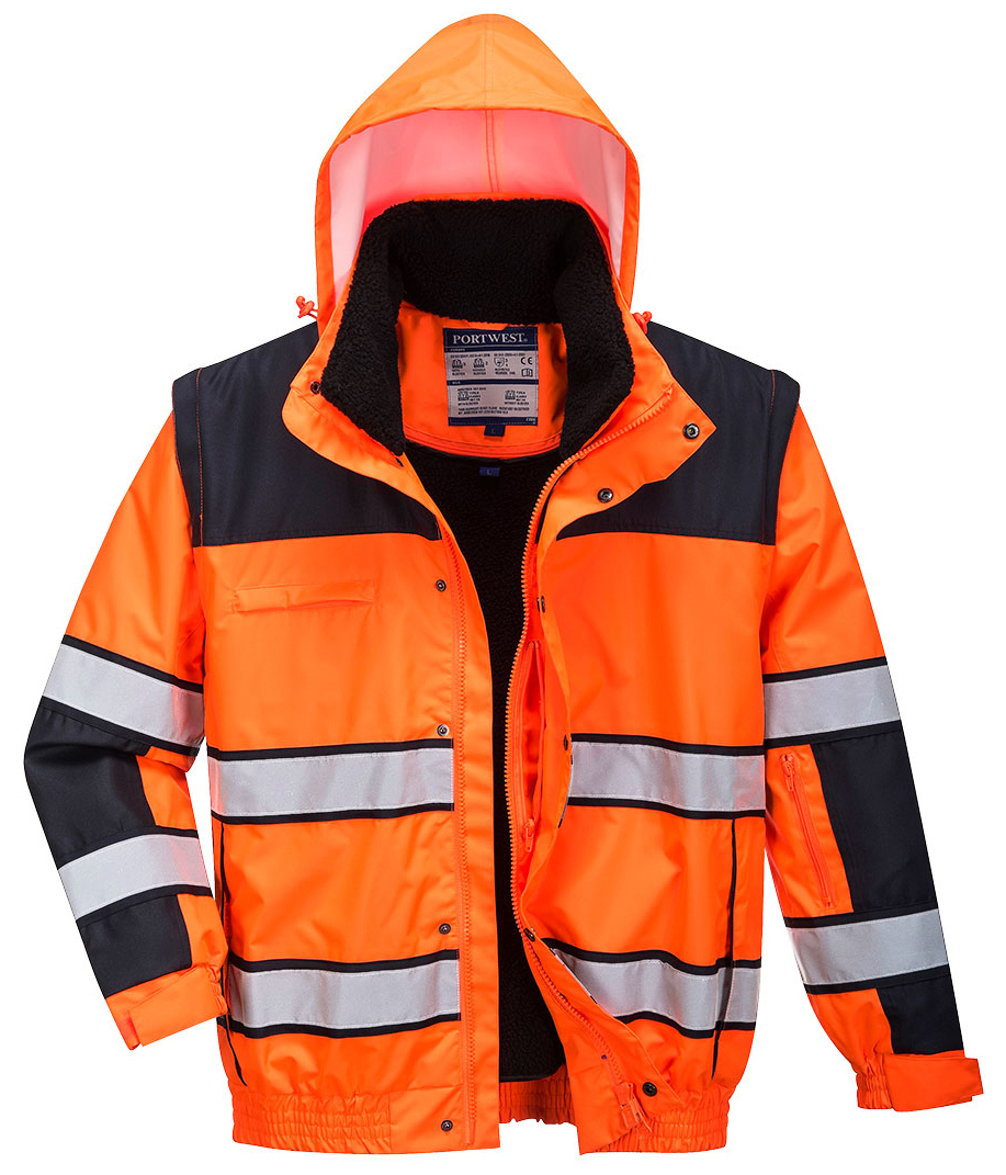 Portwest C466 HI-VIS CLASSIC BOMBER Reflexná bunda S, Fluorescenčno oranžová-Čierna