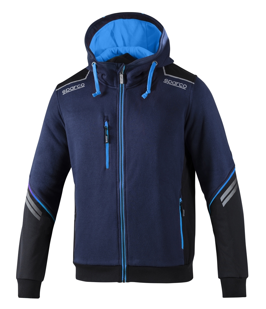 Sparco COLORADO TECH HOODED FULL ZIP Mikina XS, Námornícka modrá-Modrá