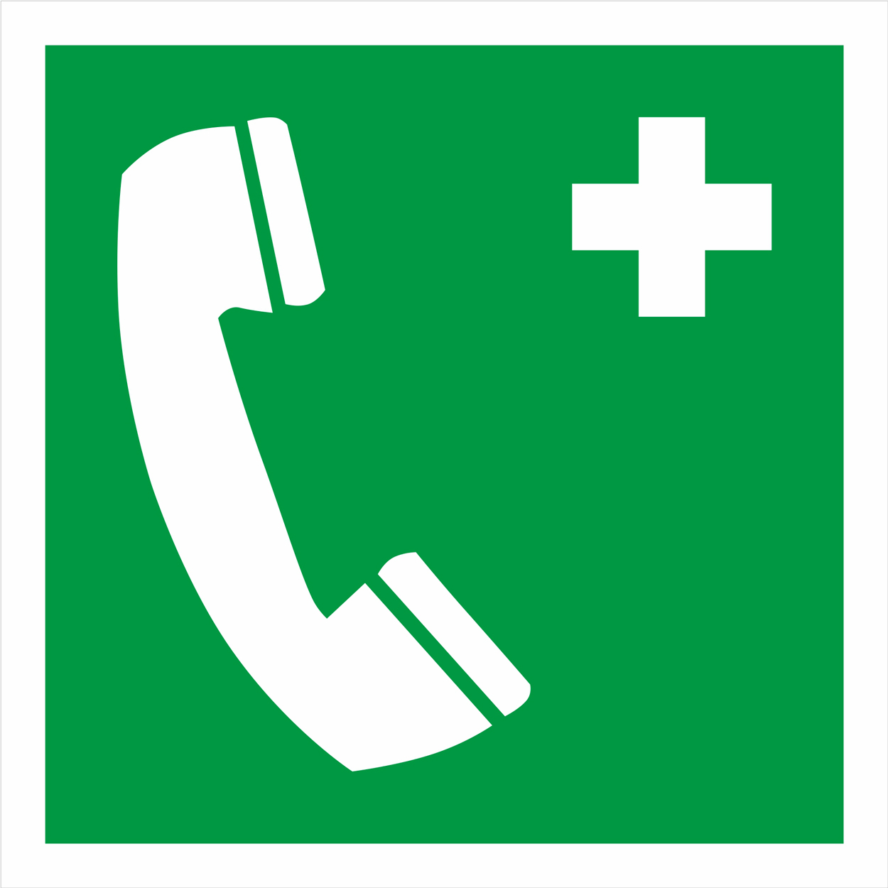 27.0067 Tabuľka telefón pre tiesňové volanie - samolepiaci plast 15x15 cm Zelená-Biela