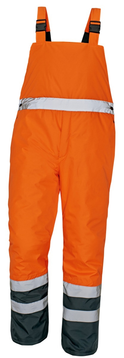 Cerva PADSTOW Reflexné zimné nohavice s náprsenkou 3XL, Fluorescenčno oranžová-Tmavomodrá