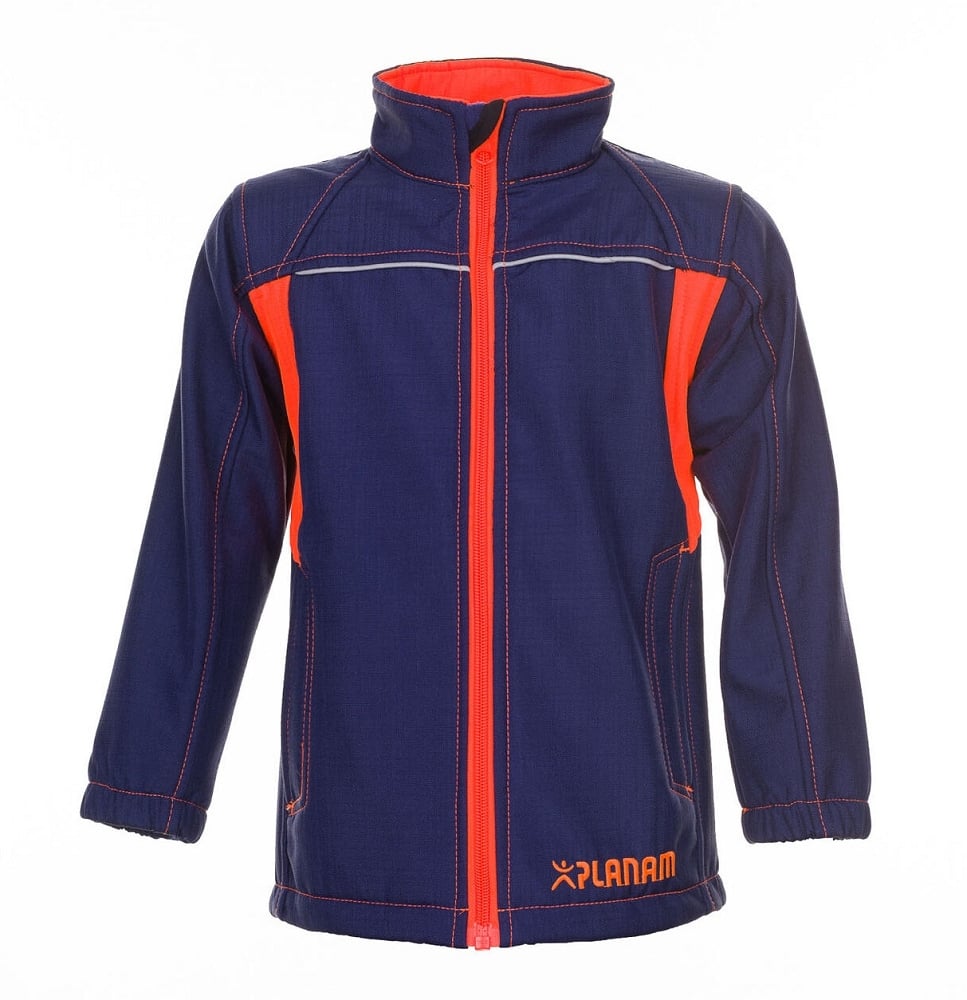 Planam JUNIOR SOFTSHELL JACKET Softshellová bunda detská Námornícka modrá-Oranžová, 86/92