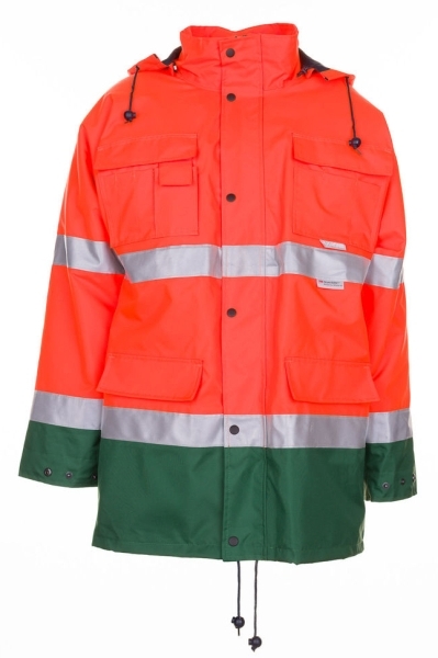 Planam HIGH VISIBLE Zimná reflexná parka dvojfarebná S, Oranžová-Zelená