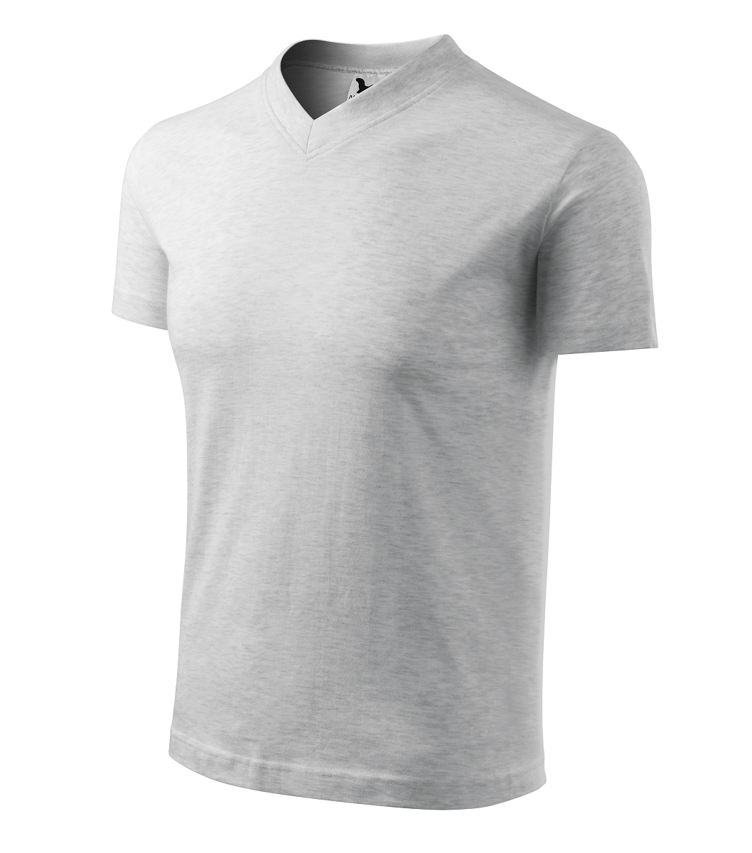 Malfini V-NECK 102 Tričko unisex S, Svetlosivý melír