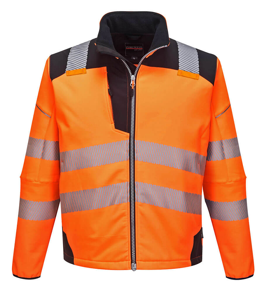 Portwest T402 HI-VIS Softshellová bunda PW3 XS, Fluorescenčno oranžová-Čierna