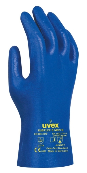 Uvex RUBIFLEX S NB27B Rukavice na ochranu proti chemikáliám Modrá, 7