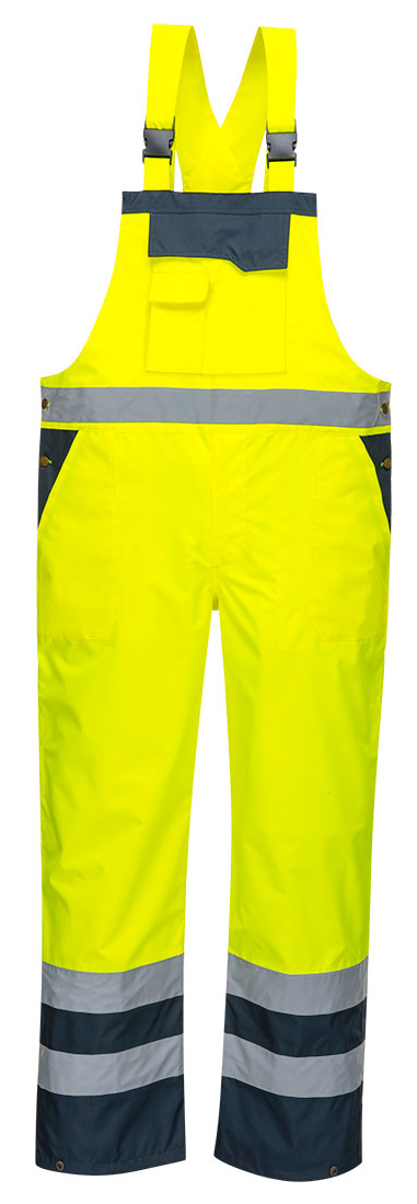 Portwest S488 Reflexné nohavice na traky S, Fluorescenčno žltá-Námornícka modrá