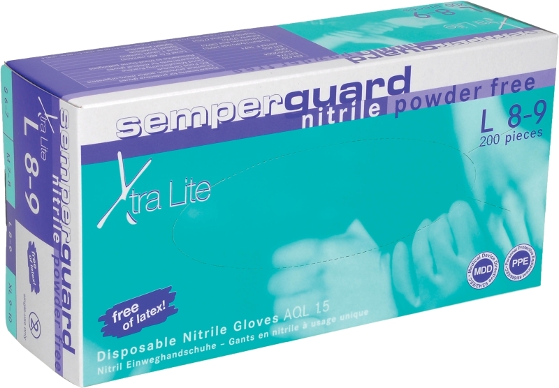 Semperguard XTRA LITE Jednorazové nitrilové rukavice 200 / 180 kusov, Fialová, 10