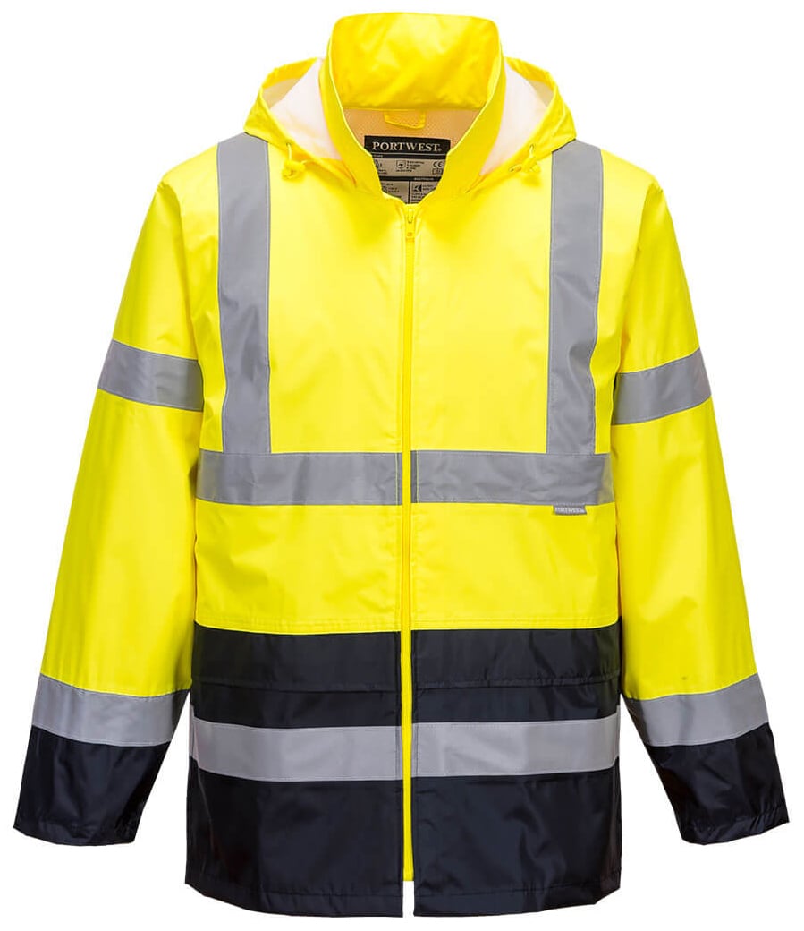 Portwest H443 HI-VIS CLASSIC RAIN Nepremokavá bunda S, Fluorescenčno žltá-Námornícka modrá