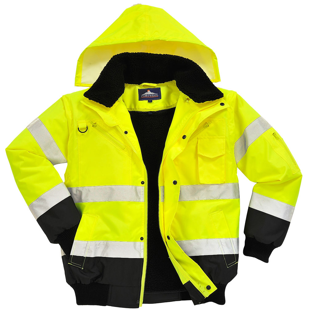 Portwest C465 HI-VIS CONTRAST BOMBER Reflexná bunda S, Fluorescenčno žltá-Čierna