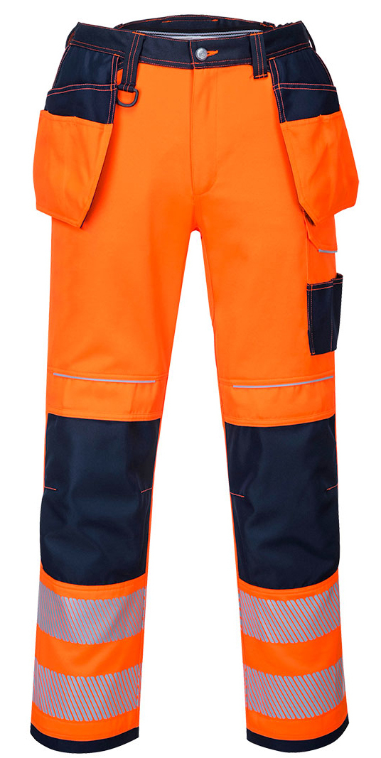 Portwest T501 HI-VIS Reflexné nohavice PW3 Fluorescenčno oranžová-Námornícka modrá, 62