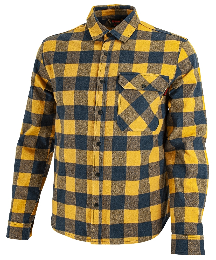Bennon PIPPO SHIRT OCHER/BLUE Flanelová košeľa S, Žltá-Modrá