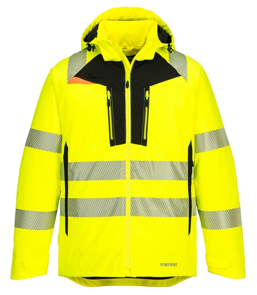 Portwest DX461 HI-VIS Zimná reflexná bunda DX4 S, Reflexná žltá-Čierna